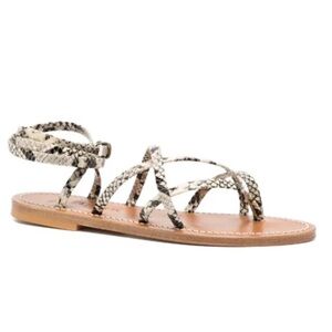 K. Jacques St. Tropez Snakeskin Leather Ankle Strap Sandals